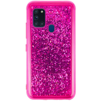 Ударозащитный чехол Sparkle Glitter для Samsung Galaxy A21s - пурпурно-красный