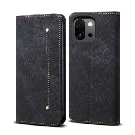 Чехол книжка Denim Texture Casual Style на OnePlus 13T - чорний