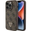 Оригинальный чехол Guess Leather Triangle Strass для iPhone 15 Pro - brown (GUHCP15LP4TDPW)