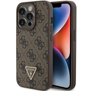 Оригинальный чехол Guess Leather Triangle Strass для iPhone 15 Pro Max - brown (GUHCP15XP4TDPW)
