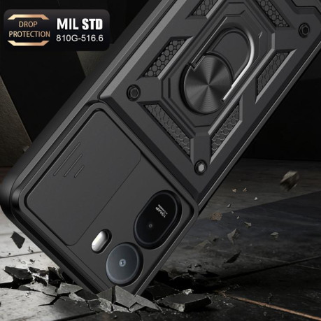 Чохол зі шторкою на камеру Sliding Camshield і підставкою на Xiaomi Redmi A7 Pro 4G / Poco C85x — золотий