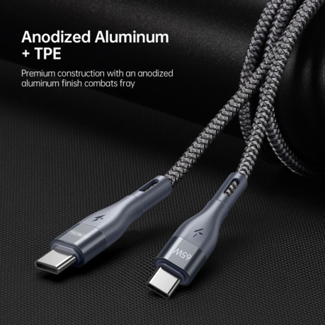 Кабель DUZZONA A2 PD 65W USB-C / Type-C to Type-C Fast Charging Data Cable, Length:2m - серый