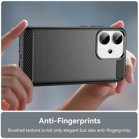 Чехол Brushed Texture Carbon Fiber на OPPO Reno14 Global - черный