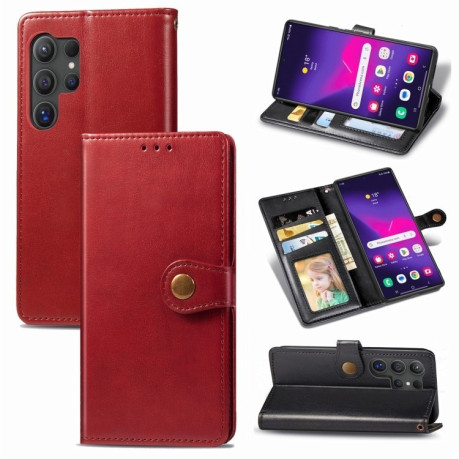 Чохол-книжка Retro Solid Color на Samsung Galaxy S25 Ultra 5G - червоний