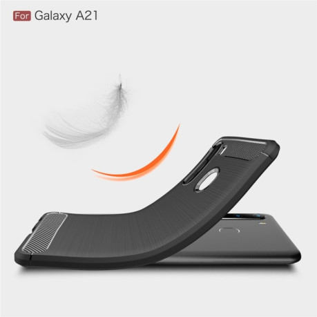 Чохол Brushed Texture Carbon Fiber на Samsung Galaxy A21 - Чорний
