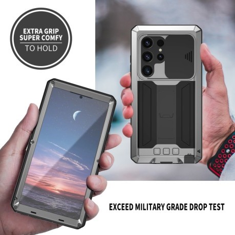 Противоударный чехол R-JUST Sliding для Samsung Galaxy S24 Ultra 5G - серебристый