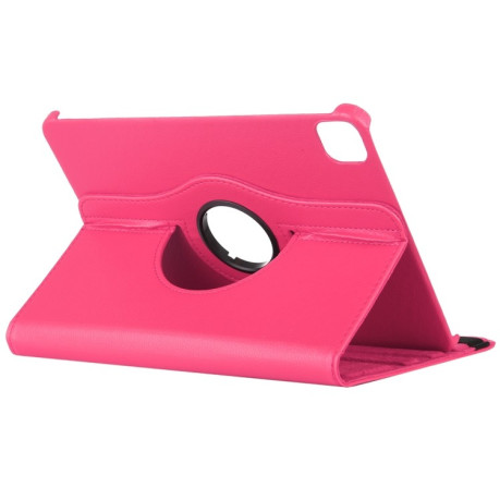 Кожаный чехол Litchi Texture 360 Rotating на iPad Air 4 10.9 2020/Pro 11 2021/2020/2018 - розово-красный
