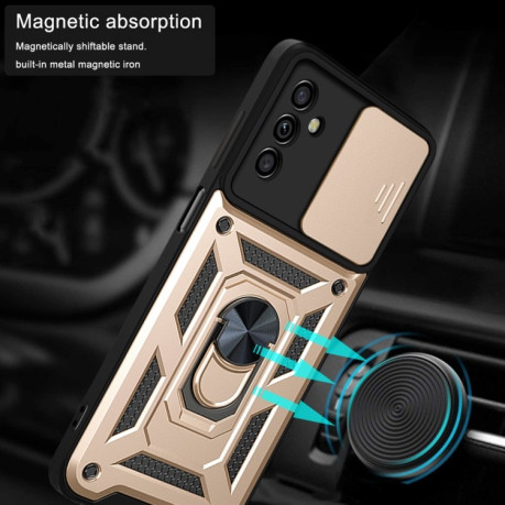Противоударный чехол Camera Sliding для Samsung Galaxy A04s/A13 5G - золотой