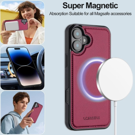 Чохол-книжка LCIMEEKE L2 Series Detachable Magsafe для iPhone 16 Plus - червоний