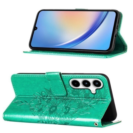 Чехол-книжка Embossed Butterfly для Samsung Galaxy A35 5G - зеленый