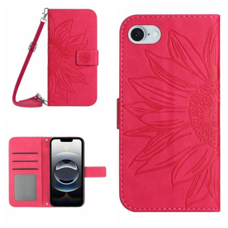Чохол-книжка Skin Feel Sun Flower для iPhone 16e - пурпурно-червоний