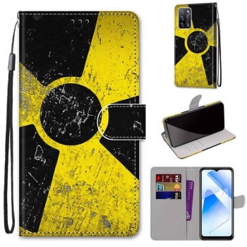 Чехол-книжка Coloured Drawing Cross для OPPO A54 4G / A16 4G / A53s 5G / A55 5G - Yellow Black Logo