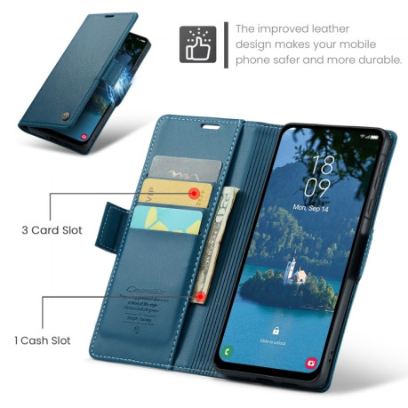 Чохол-книжка CaseMe 023 Butterfly Buckle Litchi RFID Anti-theft Leather  для Samsung Galaxy A56 - синій