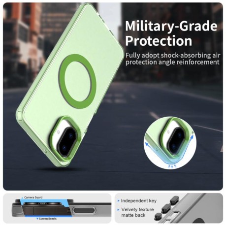 Противоударный чехол Candy Magsafe PC Hybrid TPU для Samsung Galaxy A07 4G - зеленый