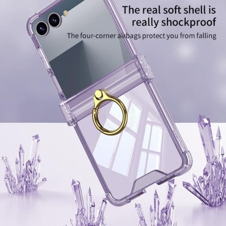 Противоударный чехол GKK Plain Leather для Samsung Galaxy Flip 7 5G - черный