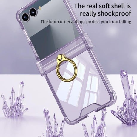 Протиударний чохол GKK Plain Leather для Samsung Galaxy Flip 7 5G - прозоро-зелений