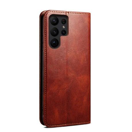 Чехол-книжка Simple Wax Crazy Horse для Samsung Galaxy S25 Ultra 5G - коричневый