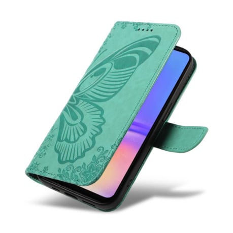 Чехол-книжка Swallowtail Butterfly Embossed Leather на Samsung Galaxy A07 5G - зеленый