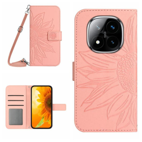 Чехол-книжка Skin Feel Sun Flower для Redmi Note 14 Pro 4G - розовый
