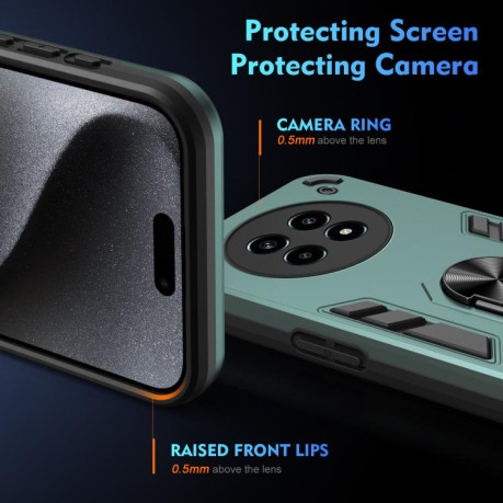 Ударозащитный чехол Shockproof Metal Ring Holder для Realme 13 Pro / 13 Pro+ - зеленый