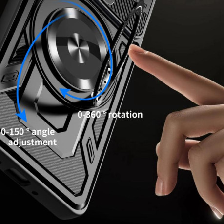 Ударозахисний чохол Transparent MagSafe Magnetic Rotating Ring Holder для Xiaomi Redmi K80 Pro / Poco F7 Ultra — сірий