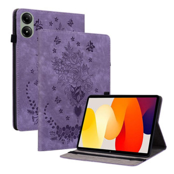 Чехол-книжка Butterfly Rose Embossed для Xiaomi Redmi Pad 2 / Xiaomi Redmi Pad SE 11 2025 - фиолетовый