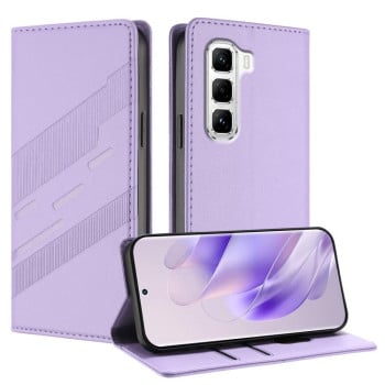 Чехол-книжка Embossed Multi-functional Wallet Retro Leather на Infinix Hot 50 Pro 4G - фиолетовый