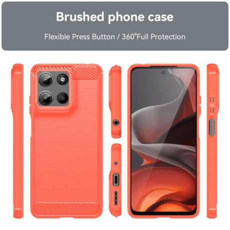 Протиударний чохол Brushed Texture Carbon Fiber на Motorola Moto G15 - червоний