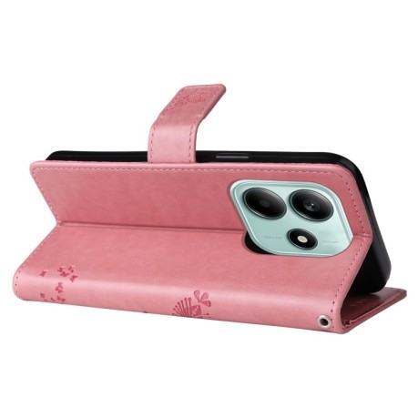 Чехол-книжка Happy Cat Pattern для Xiaomi Redmi Note 14 5G/Poco M7 Pro 5G - розовый