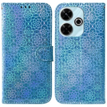 Чехол-книжка с цветной обложкой и магнитной застежкой Colorful Magnetic Buckle на Xiaomi Poco M6 4G - синий