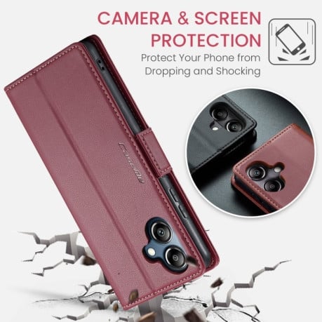 Чехол-книжка CaseMe 023 Butterfly Buckle Litchi Texture RFID Anti-theft Leather на Samsung Galaxy A07 / A06 - красный