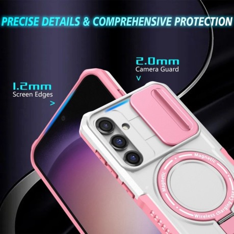 Противоударный чехол Sliding Camshield Magsafe Holder для Samsung Galaxy S23 FE 5G - розовый