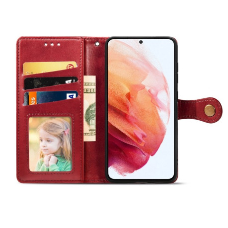 Чохол-книга Retro Solid Color на Samsung Galaxy S21 FE - червоний