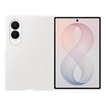 Оригинальный силиконовый чехол Samsung Silicone Magnet с MagSafe + 2 anti-reflective films на Samsung Galaxy Fold 8 - white