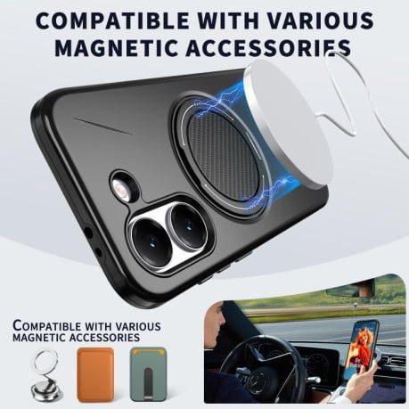 Чохол Metal Rotation Holder MagSafe TPU Hybrid PC з металевим поворотним тримачем і MagSafe на Xiaomi Redmi Turbo 5 5G / Poco X8 Pro 5G — чорний