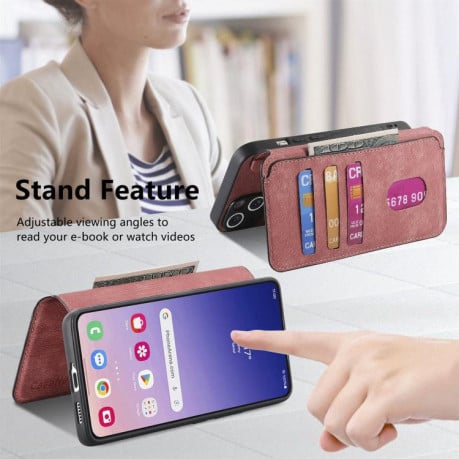 Чехол-книжка CaseNeo MagSafe RFID Anti-theft Retro Leather на Samsung Galaxy S25 FE 5G - розовый