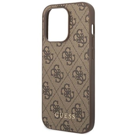 Оригинальный чехол Guess 4G Metal Gold Logo для iPhone 14 Pro Max - Brown