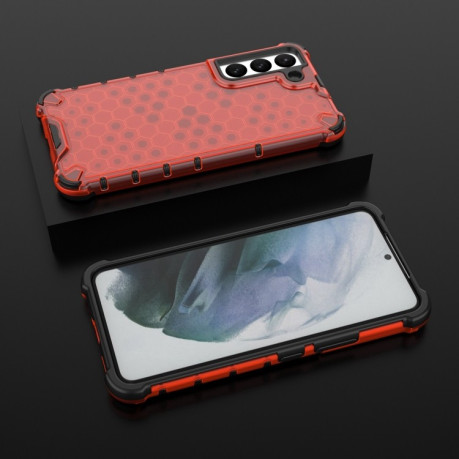 Противоударный чехол Honeycomb with Neck Lanyard для Samsung Galaxy S22 5G - красный