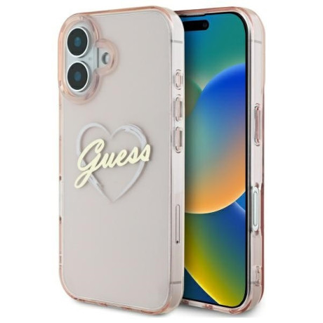Оригінальний чохол Guess IML Heart для iPhone 16 – Pink