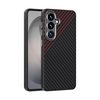Карбоновий чохол ABEEL C Carbon Fiber Series фактура 6D Micro Relief з MagSafe для Samsung Galaxy S26+ 5G — чорний/червоний