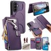 Чехол-книжка CaseNeo MagSafe RFID Anti-theft Zipper Wallet Retro Leather для Samsung Galaxy A57 5G — фиолетовый