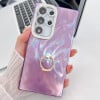 Протиударний чохол Plating Glitter Texture Ring Holder  для Samsung Galaxy S25 Ultra 5G - Purple Feather Yarn
