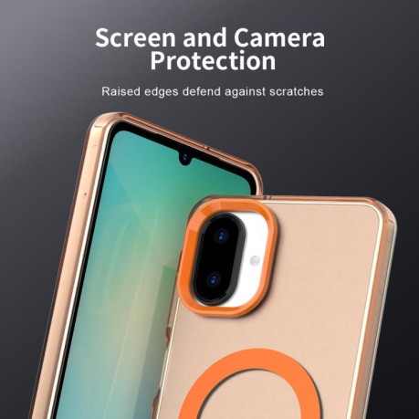 Противоударный чехол Candy Magsafe PC Hybrid TPU для Samsung Galaxy A07 4G - оранжевый