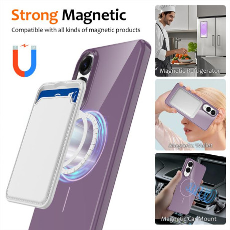 Протиударний чохол Glossy TPU Shockproof MagSafe для Samsung Galaxy S25 Edge 5G - фіолетовий