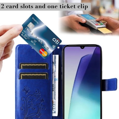 Чохол-книжка Embossed Butterfly для Xiaomi Redmi 14C 4G/Poco C75/Redmi A4 5G - синій