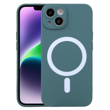 Противоударный чехол Liquid Silicone Full (Magsafe) для iPhone 15 - зеленый