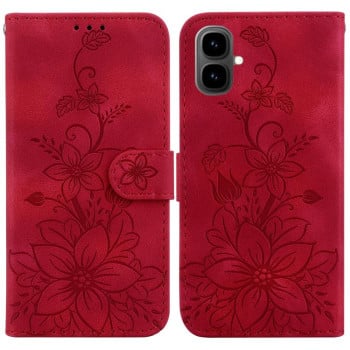 Чехол-книжка с тиснением Lily и магнитной застежкой на Tecno Pop 10 / Spark Go 2 4G — красный