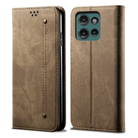 Чехол книжка Denim Texture Casual Style на Motorola Moto G75 5G - хаки
