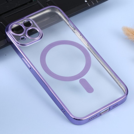 Протиударний чохол MagSafe Electroplating Straight для iPhone 14 - фіолетовий