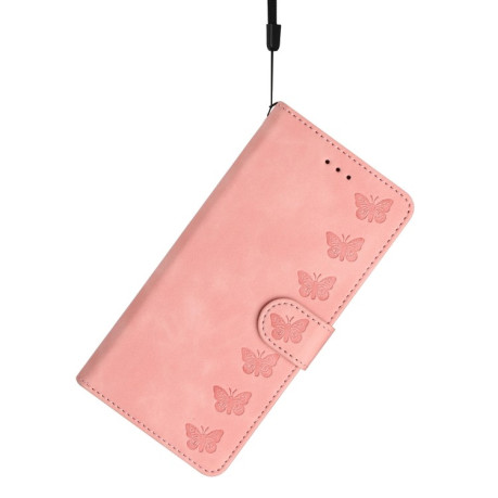 Чехол-книжка Seven Butterflies Embossed Leather для Motorola Edge 50 5G - розовый